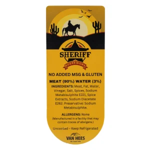 Sheriff Boerewors Label 50mm x 120mm 250's